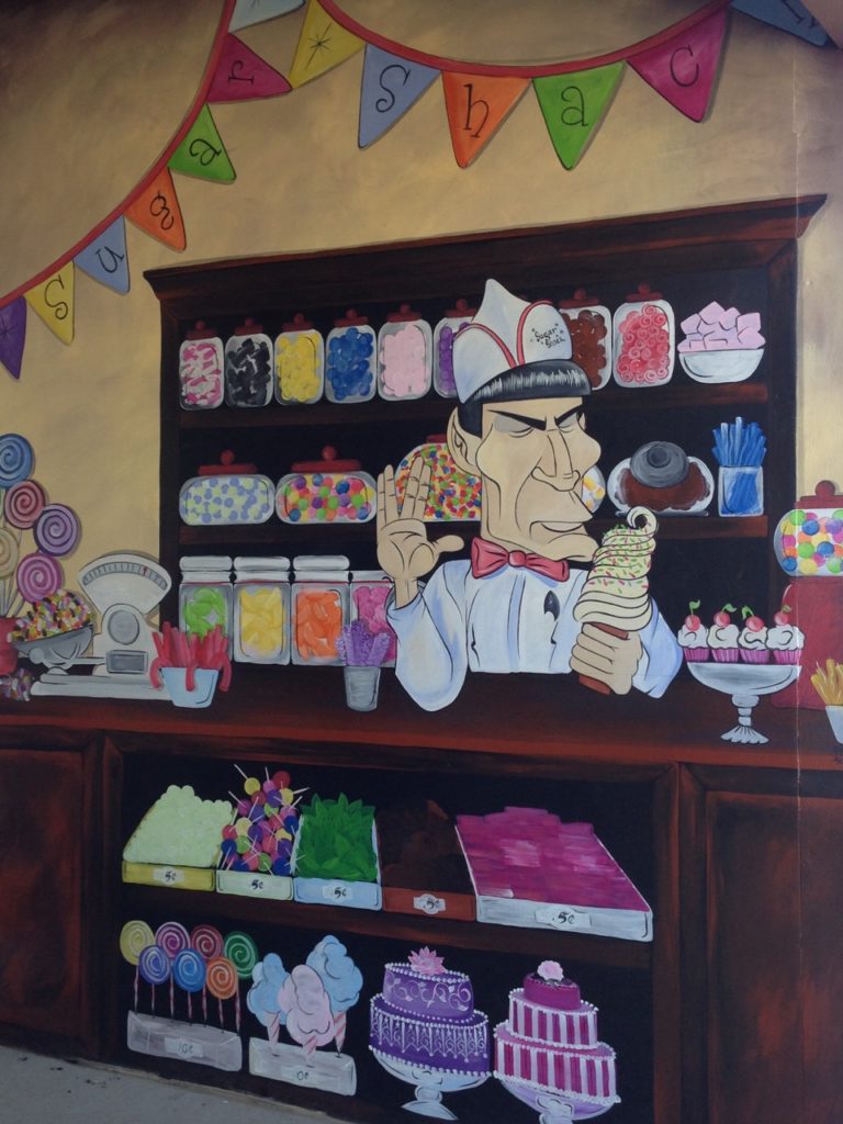 Mural of Spock serving ice cream and candy 