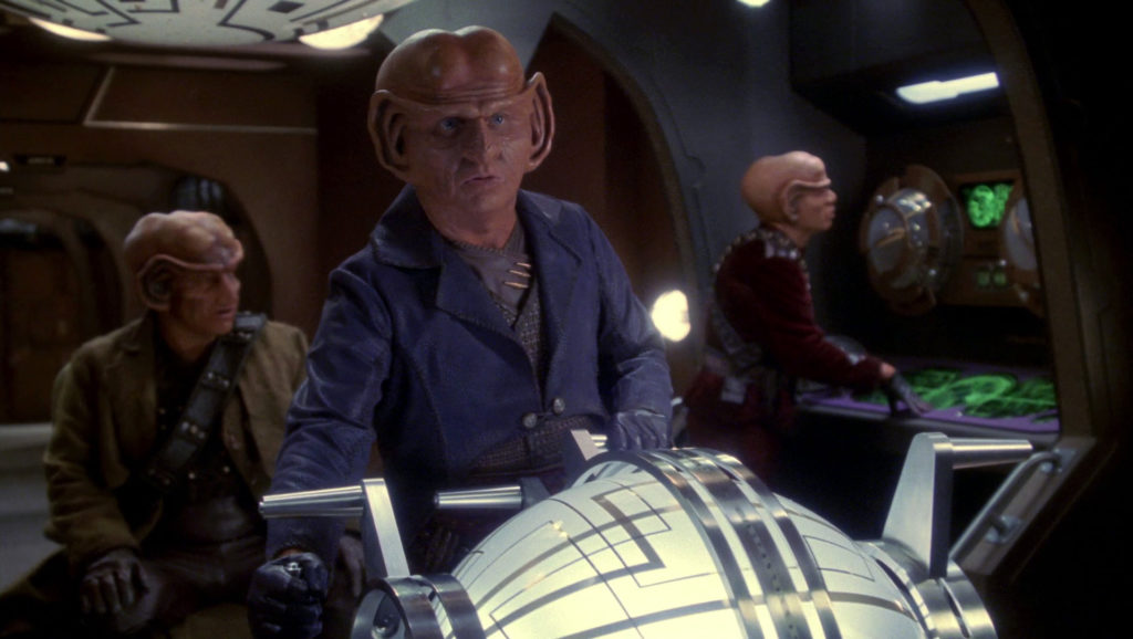 Ferengi in their ship in "Acquisition"